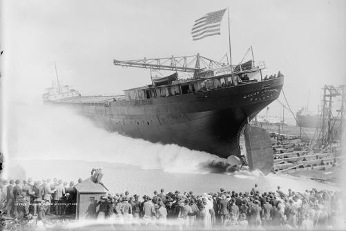 Launch,SS William Livingstone,freighters,cargo ships,Ecorse,Michigan,MI,c1908