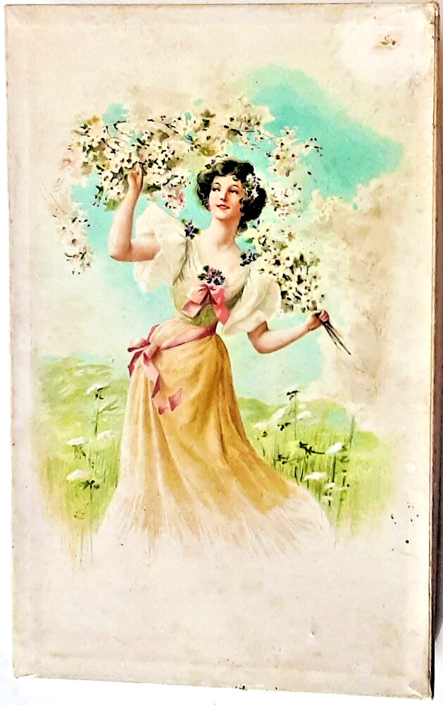 Original Large Victorian Pretty Girl Handkerchiefs Box
