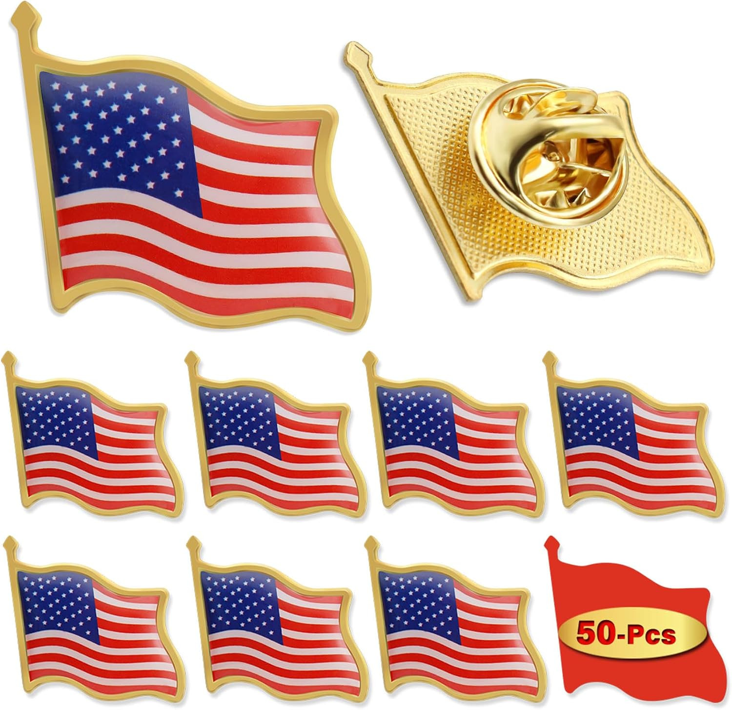 50/100/200/300Pcs American Flag Lapel Pins Bulk Metal 50/100/200/300Pcs American Flag Lapel Pins Bulk Metal