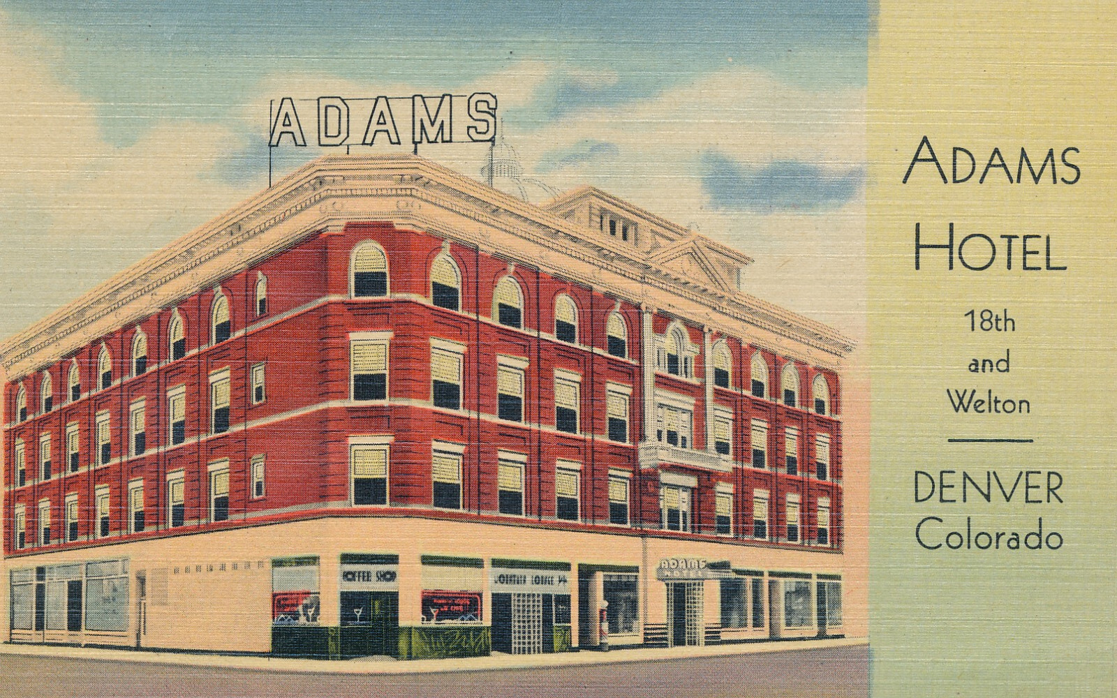 Mailed linen Adams Hotel Denver Colorado CO 2D #2D Mailed linen Adams Hotel Denver Colorado CO 2D #2D