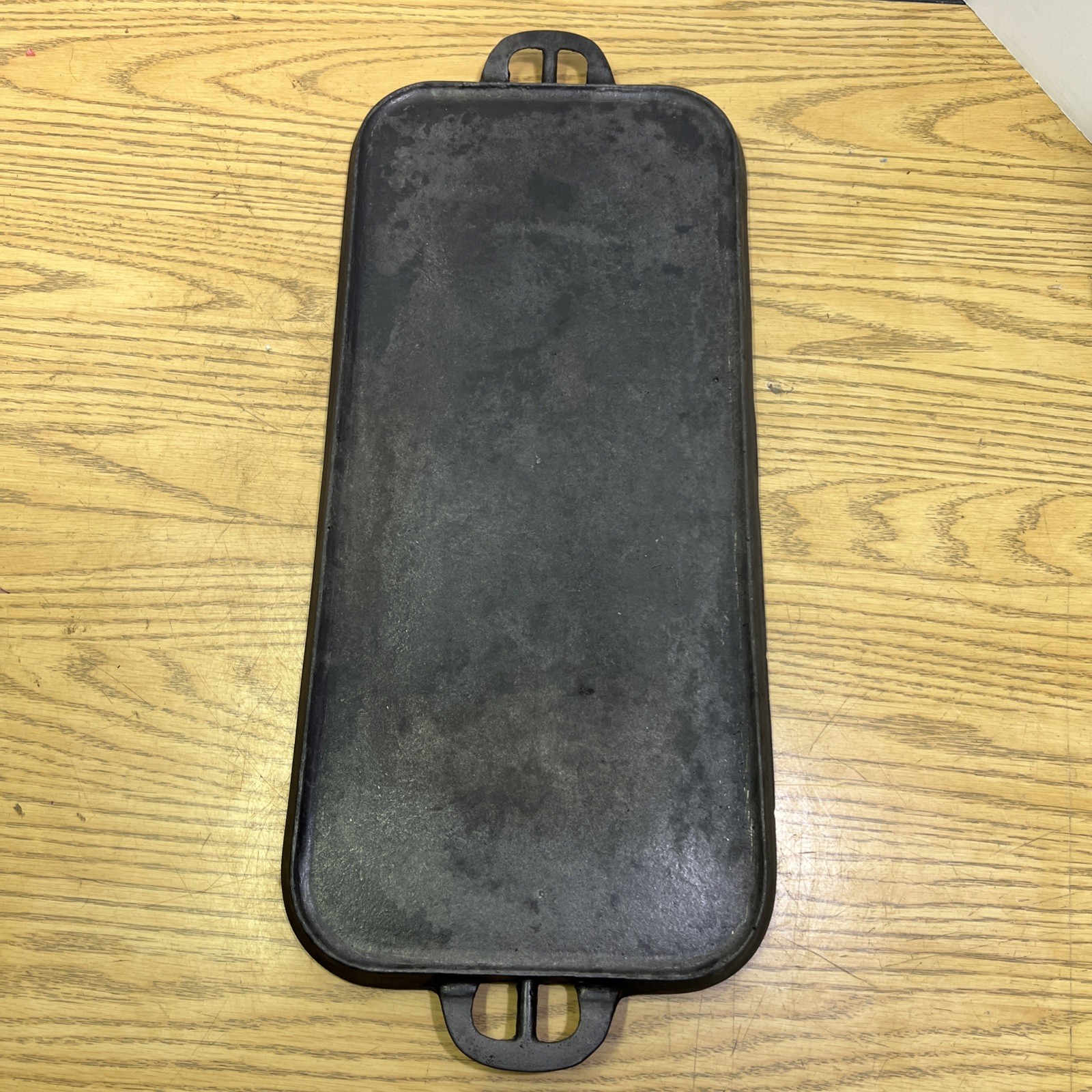 Antique HTF Wapak 8 Cast Iron Long Griddle With ERIE ghost Mark Restored