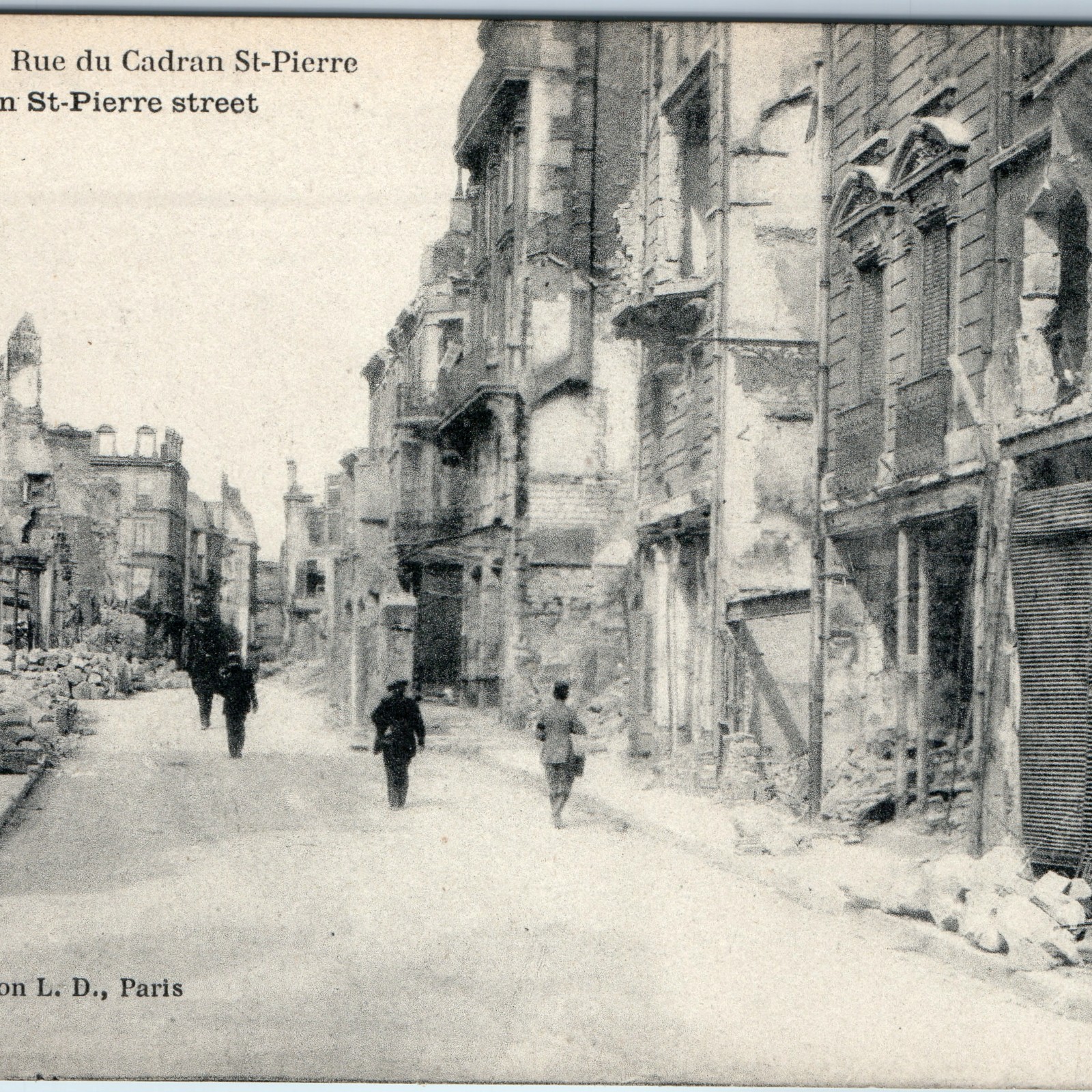 c1914 Reims France Rue du Cadran St-Pierre Postcard WWI Bombing Ruin Street
