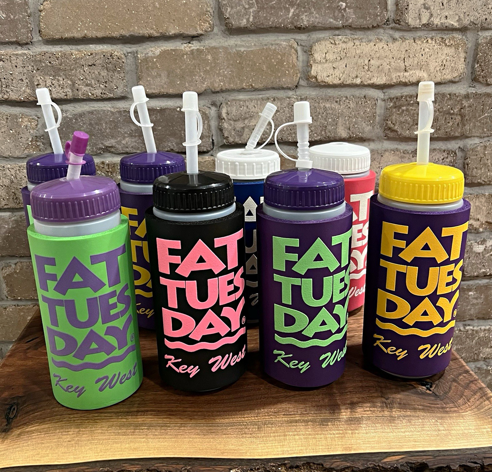 Lot Of 8 Vintage Fat Tuesday Key West 32oz Souvenir Cups Retro Sport Bottle
