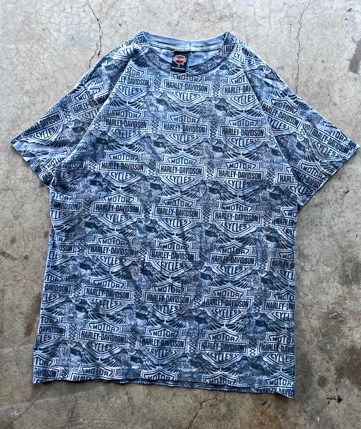 Vintage 1998 90s Harley-Davidson Motorcycle All-Over Print T-Shirt Size M AOP