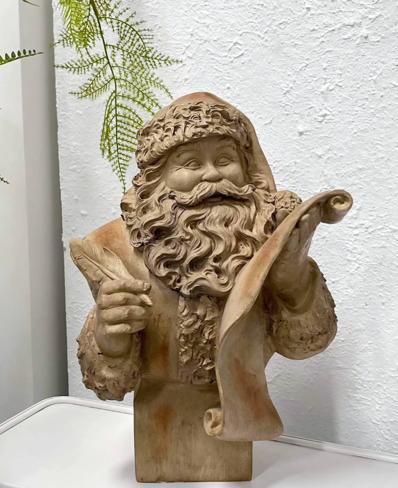 Natural Vintage Look Christmas LARGE Gold Santa Bust, 13.1