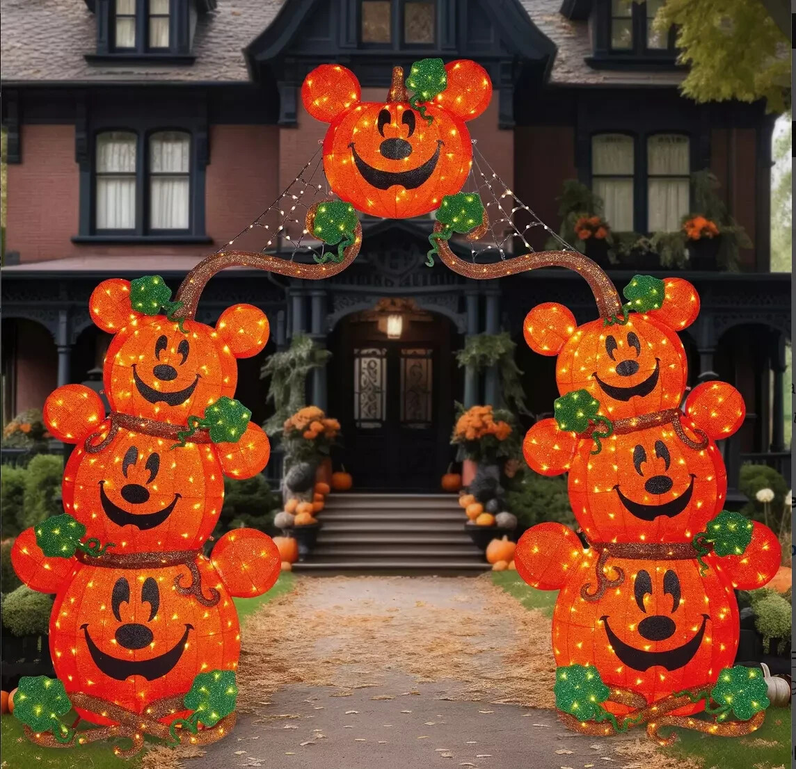 Disney Mickey Halloween Pumpkin Arch with LED Lights 9 Feet Rare Costco NWOB