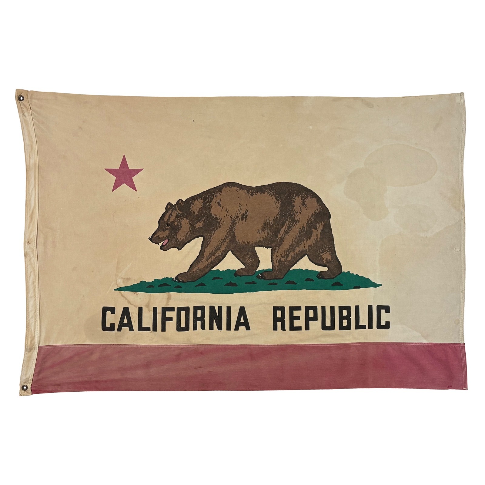 Large Genuine Vintage Cotton California State Bear Flag Cloth American Art