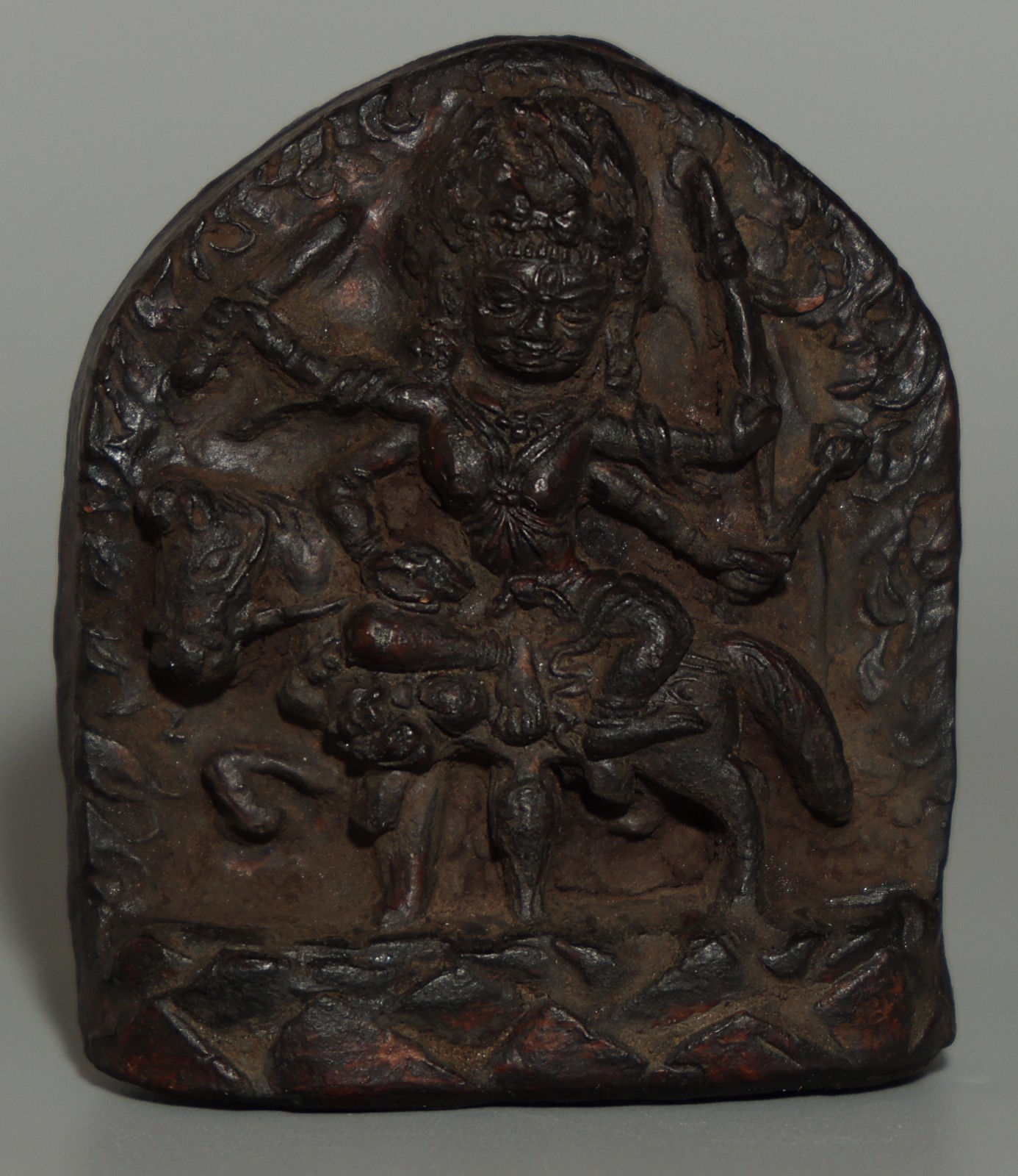 Rare Tibet 1800s Old Antique Buddhist Clay Tsa Tsa Buddha Statue Palden Lhamo