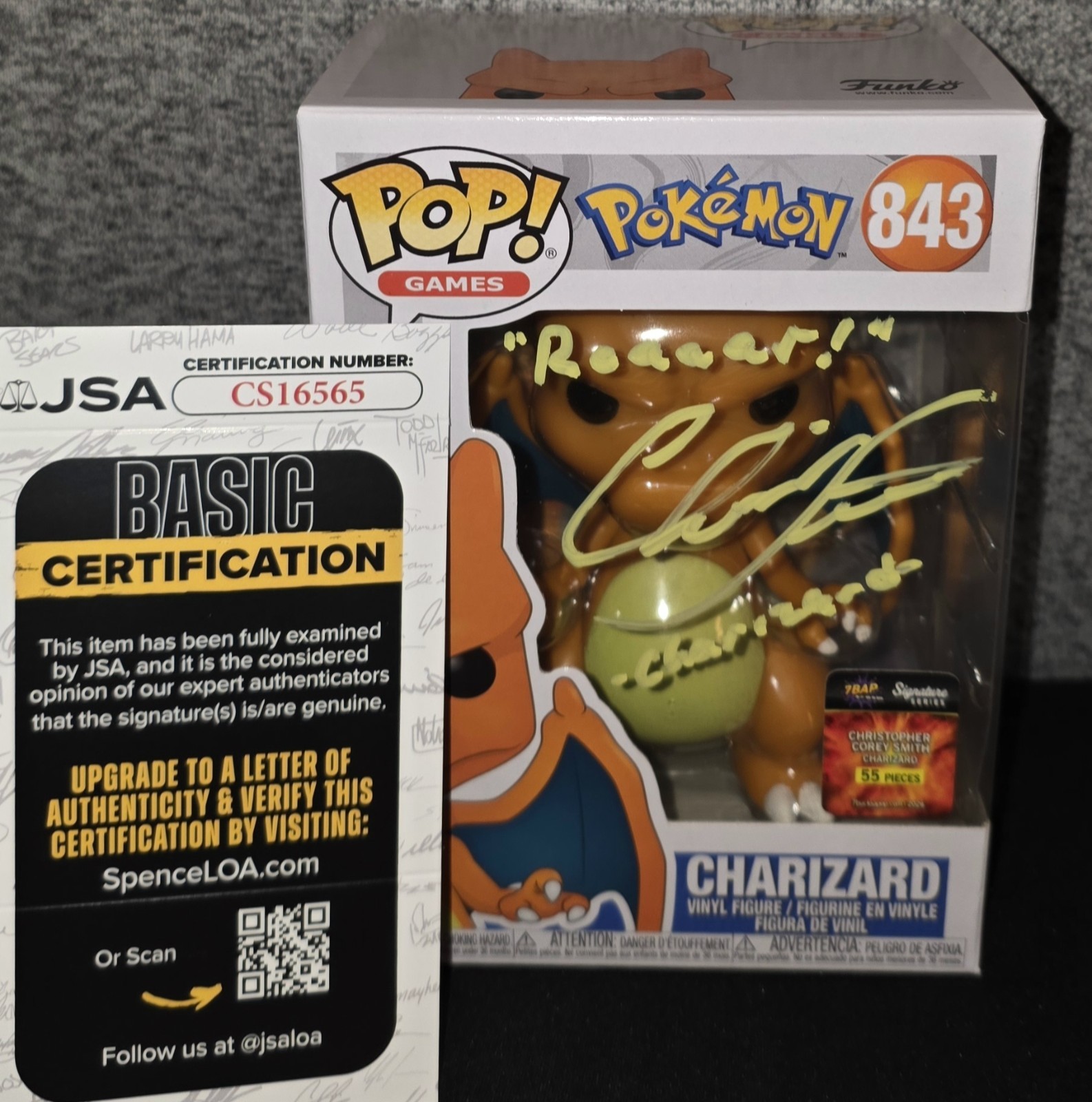 Funko Pop Pokemon Charizard 843 Signed Christopher Corey Smith Inscribed COA/JSA
