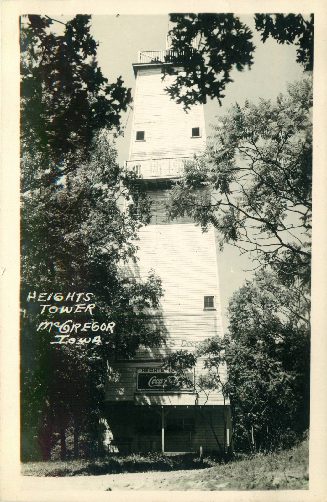 Coca Cola, Heights Tower, McGregor, Iowa - Vintage RPPC Postcard