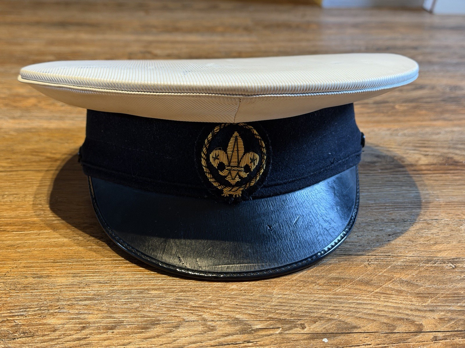 Vintage Royal Navy Sea Scout white officer Leaders Hat peak cap CW Headdresss Vintage Royal Navy Sea Scout white officer Leaders Hat peak cap CW Headdresss