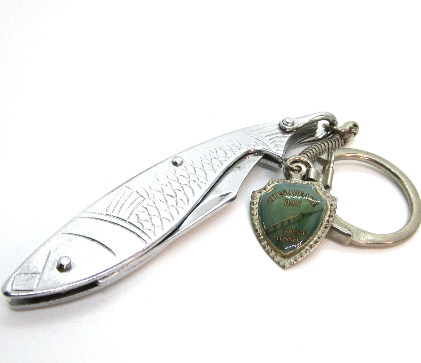 Vintage Fish-Shaped Folding Pocket knife Keychain Chesapeake Bay Souvenir