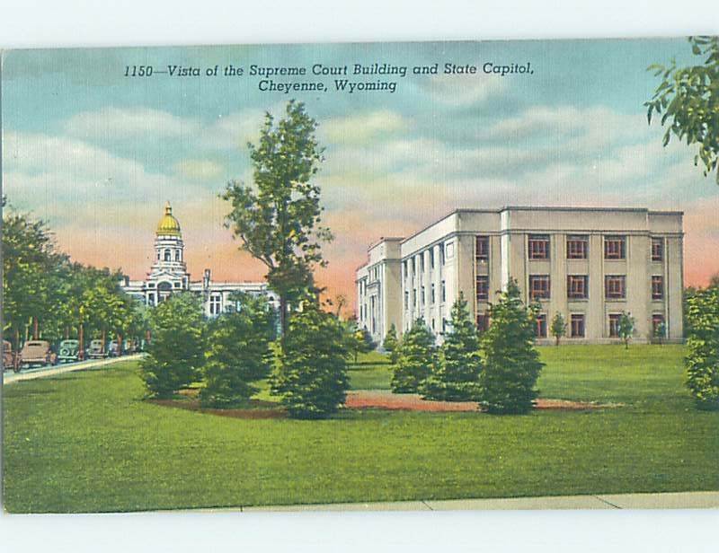 Linen COURTHOUSE SCENE Cheyenne Wyoming WY d2913
