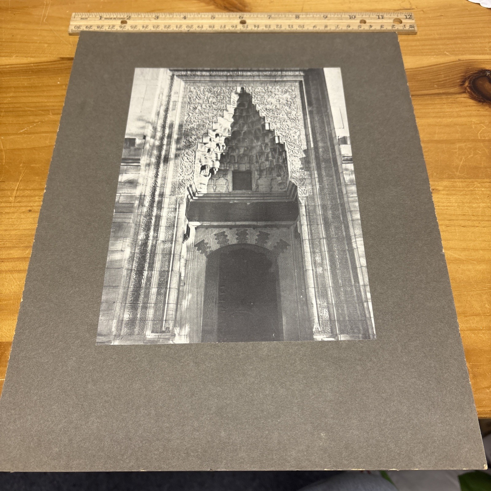 Seljuk Islamic Stone Portal Arch Muqarnas Carving VTG Mount Architectural Photo