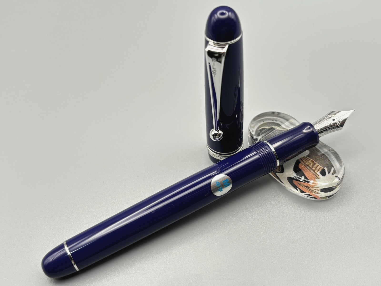 Pilot Custom 74 Fountain Pen Blue 14K Medium Nib Rhodium Trim