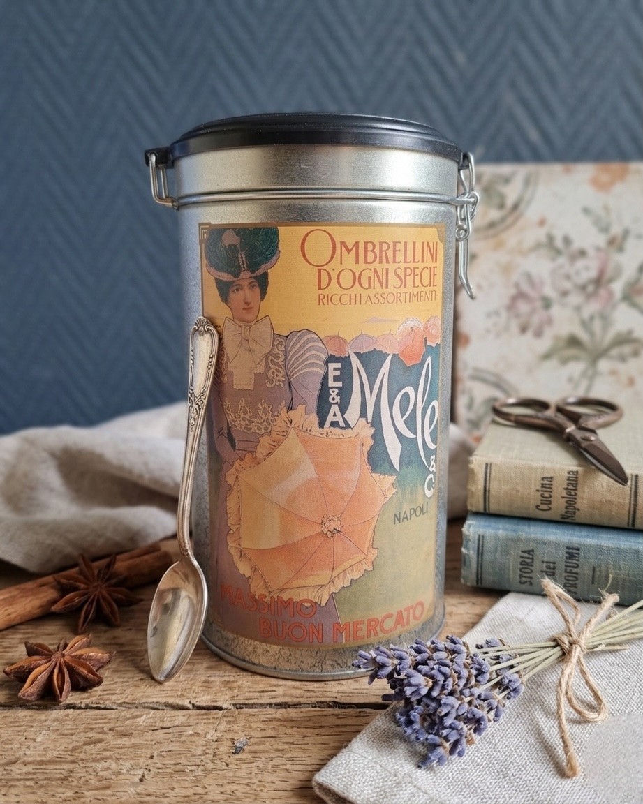 Vintage Metal Tea Box - Retro Design - Art Nouveau Style