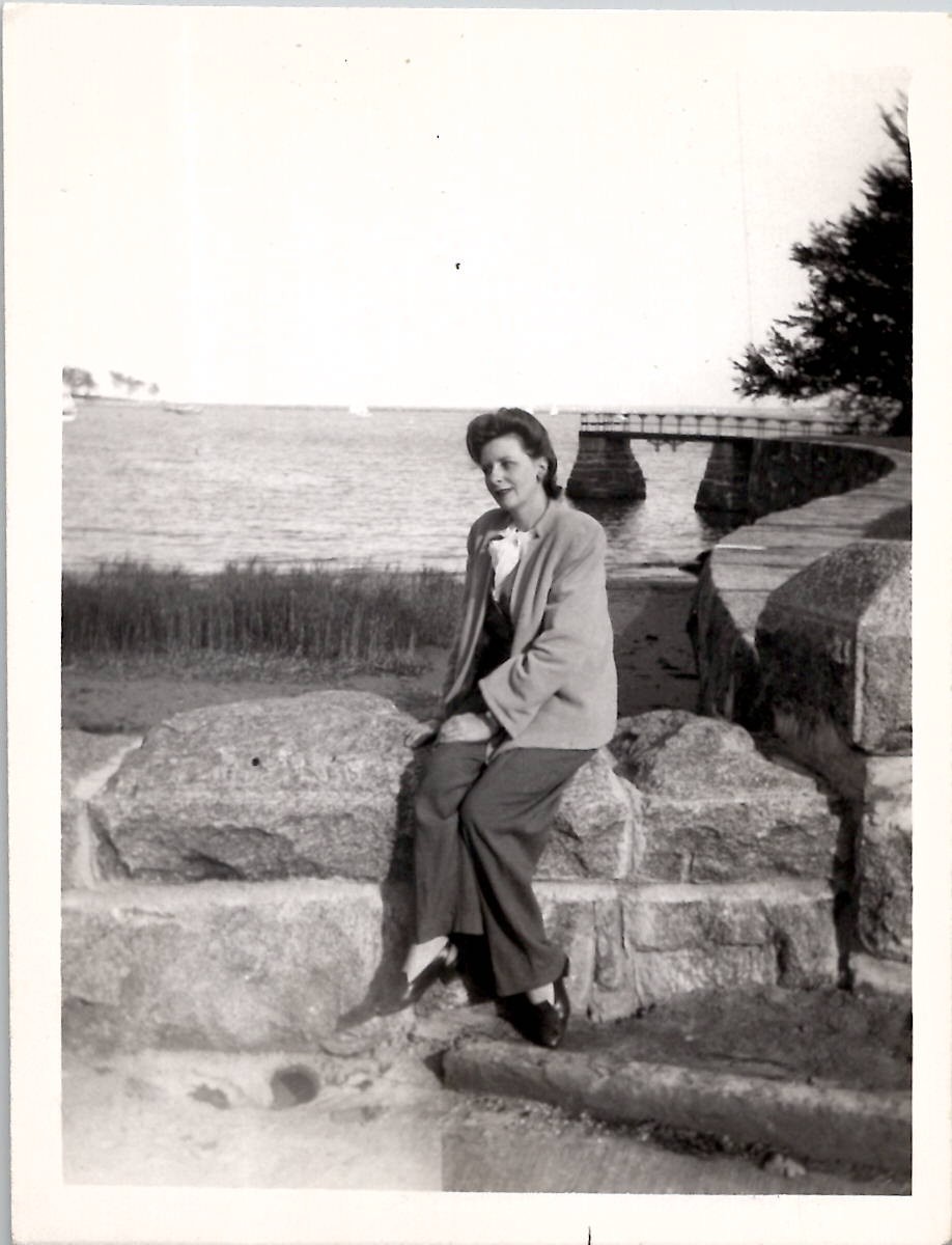 Larchmont New York Pretty Woman at the Harbor Snapshot 1946 Vintage Photo