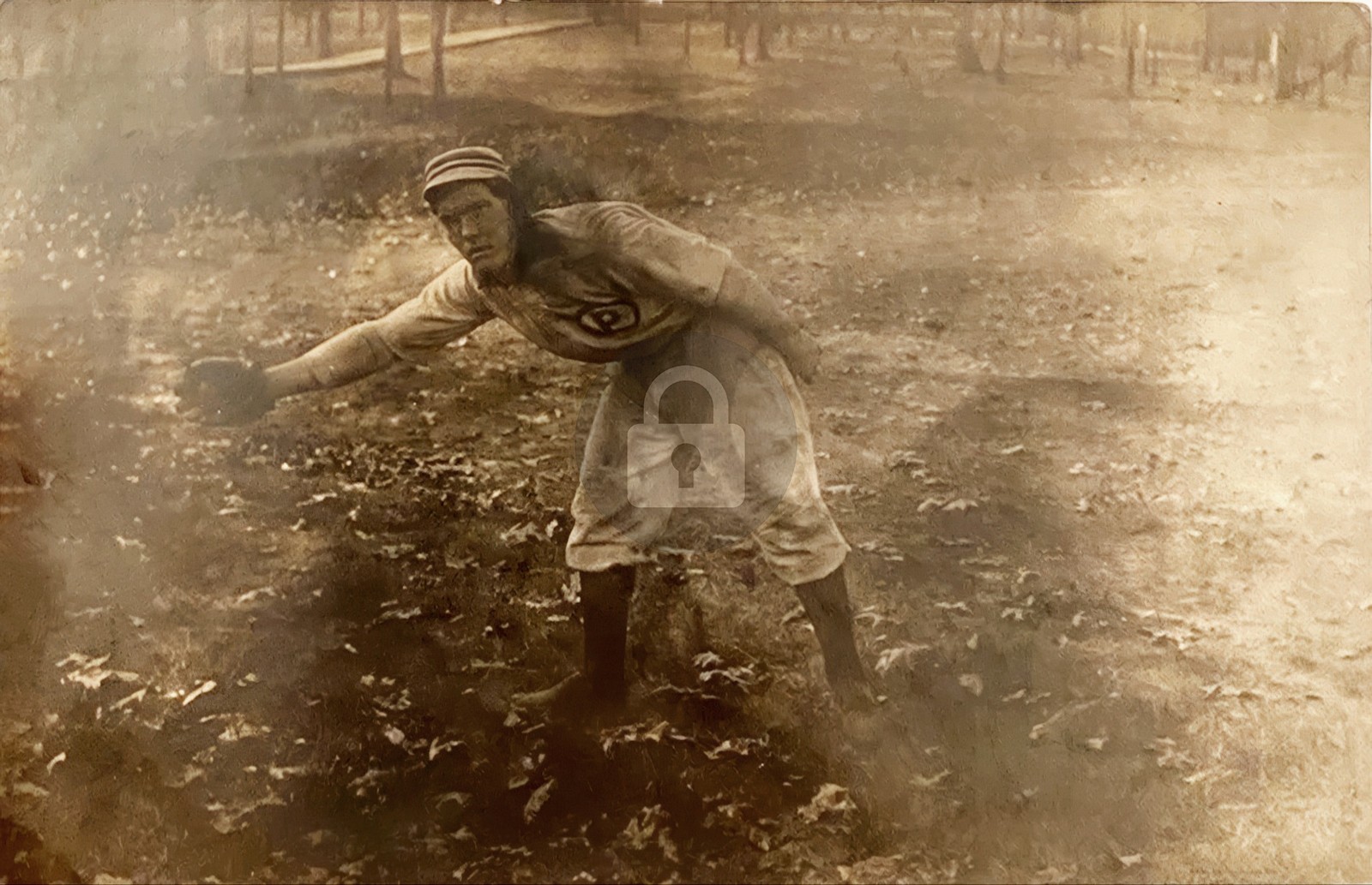 Great 1880s-90s Baseball Player Glove Hat Cleats Pennsylvania RPPC Postcard COPY