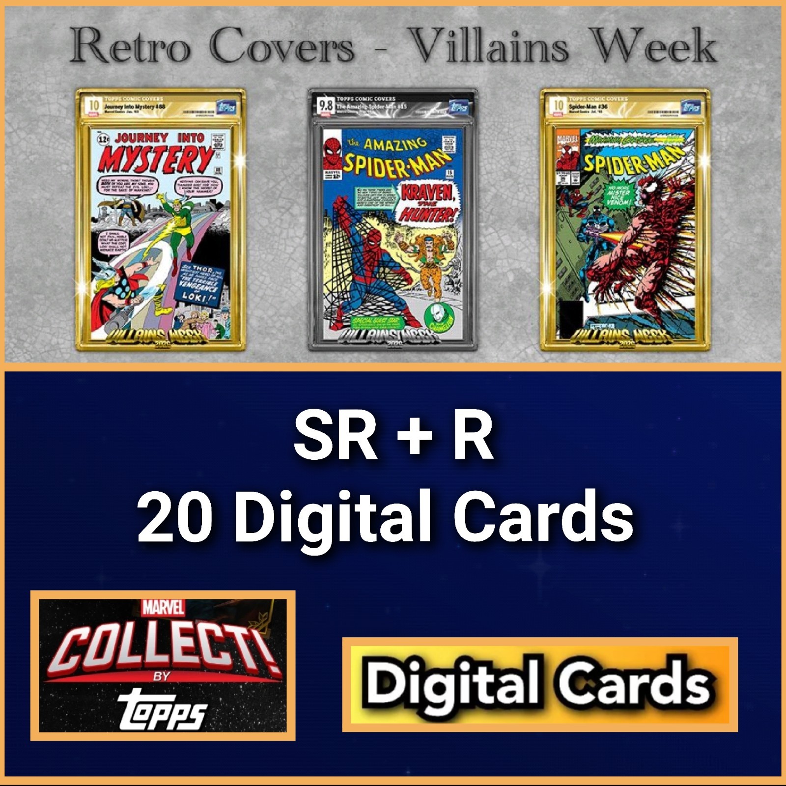 Topps Marvel Collect Retro Covers 26 Villains Week SR+R 20 Cards
