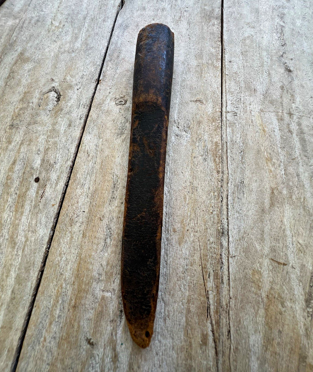 Antique Leather Knife Sheath Scabbard Riveted Belt Loop Old Primitive