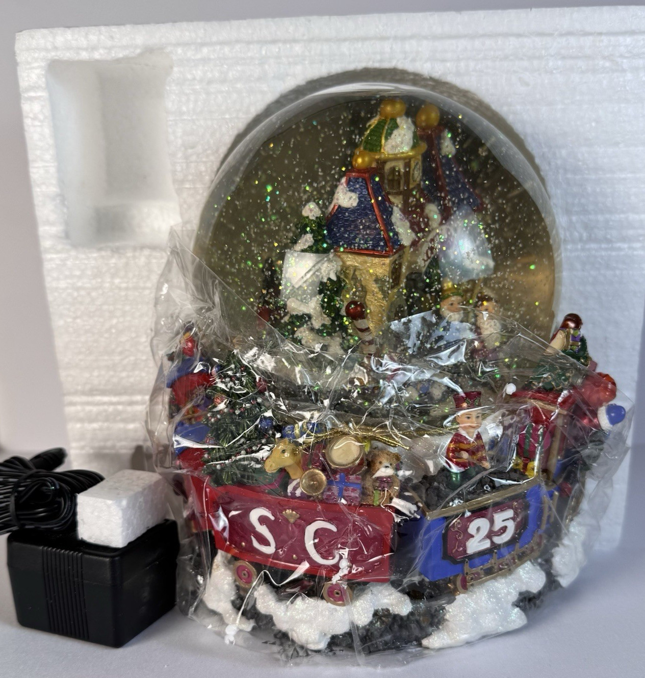 Rare Christopher Radko Musical Blower Lighted Snow Globe North Pole Express NIB