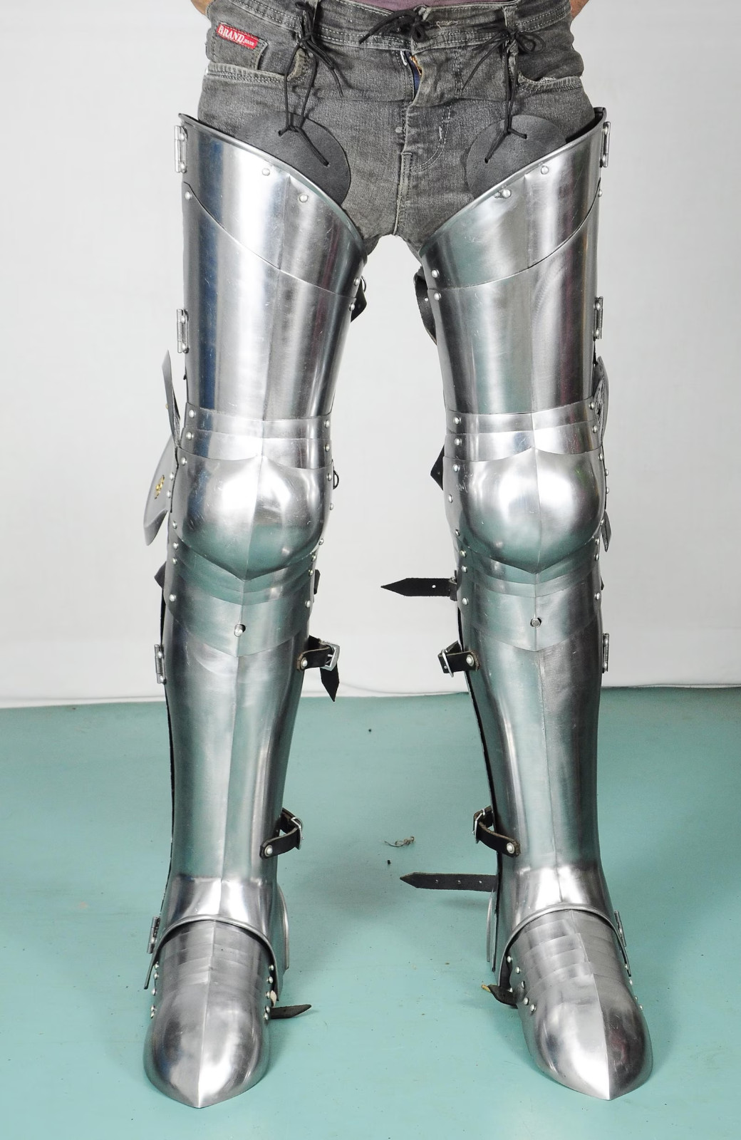 Medieval Knight Steel Leg Armor Set Greaves Steel Guard LARP Cosplay Costume
