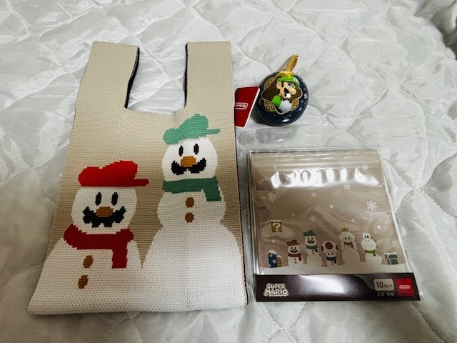 Nintendo Store : Winter mario & Luigi bag,  Plastic zipper bag, Ornament Luigi