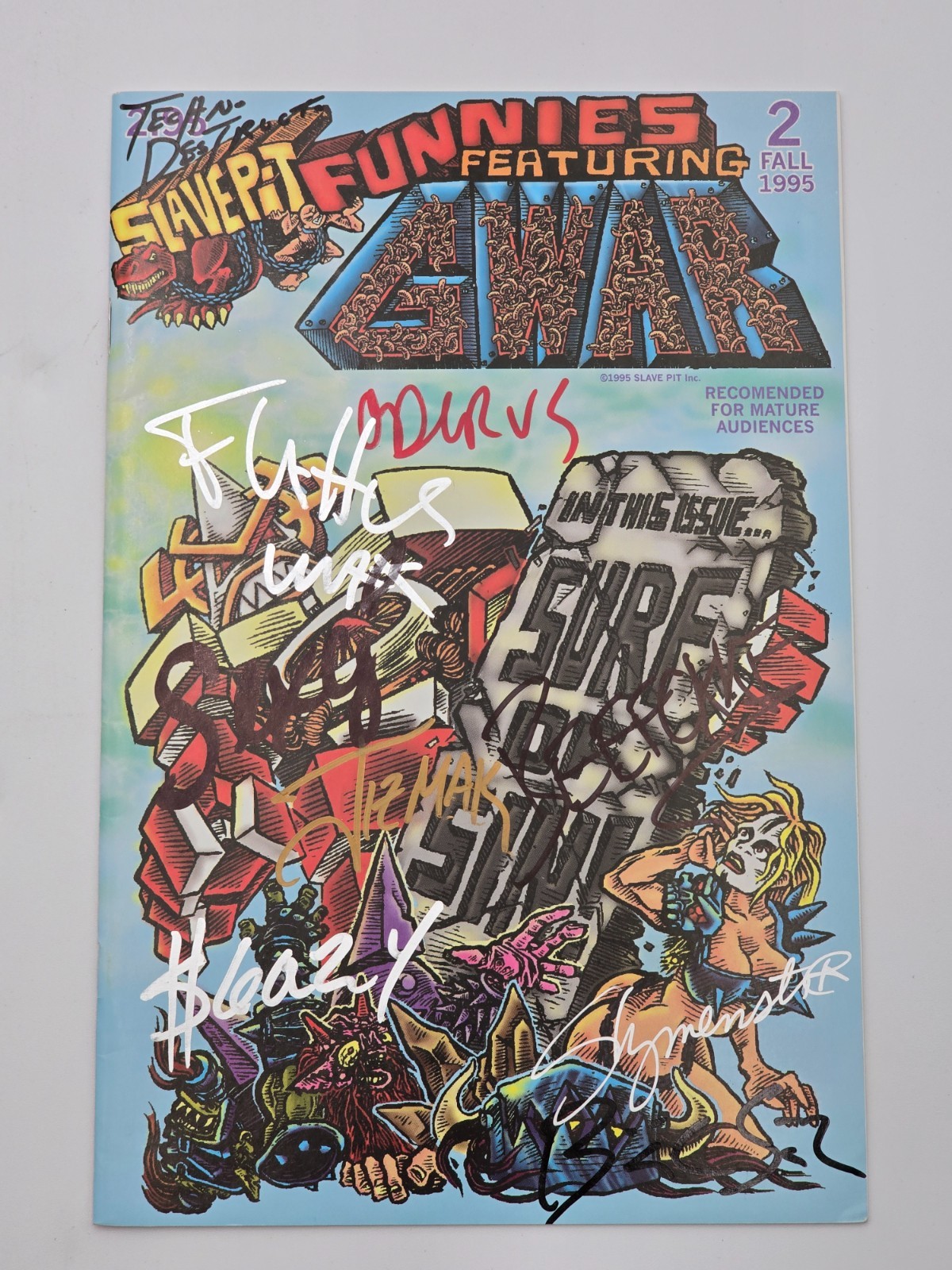 GWAR Slave Pit Funnies #2 1995 Multi-Signed Oderus Slymenstra Techno