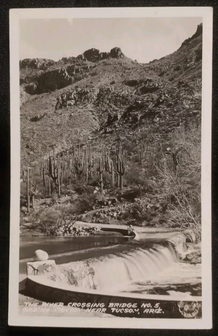 RPPC 1930s River Crossing Bridge No. 5 Sabino Canyon Tucson Arizona Postcard