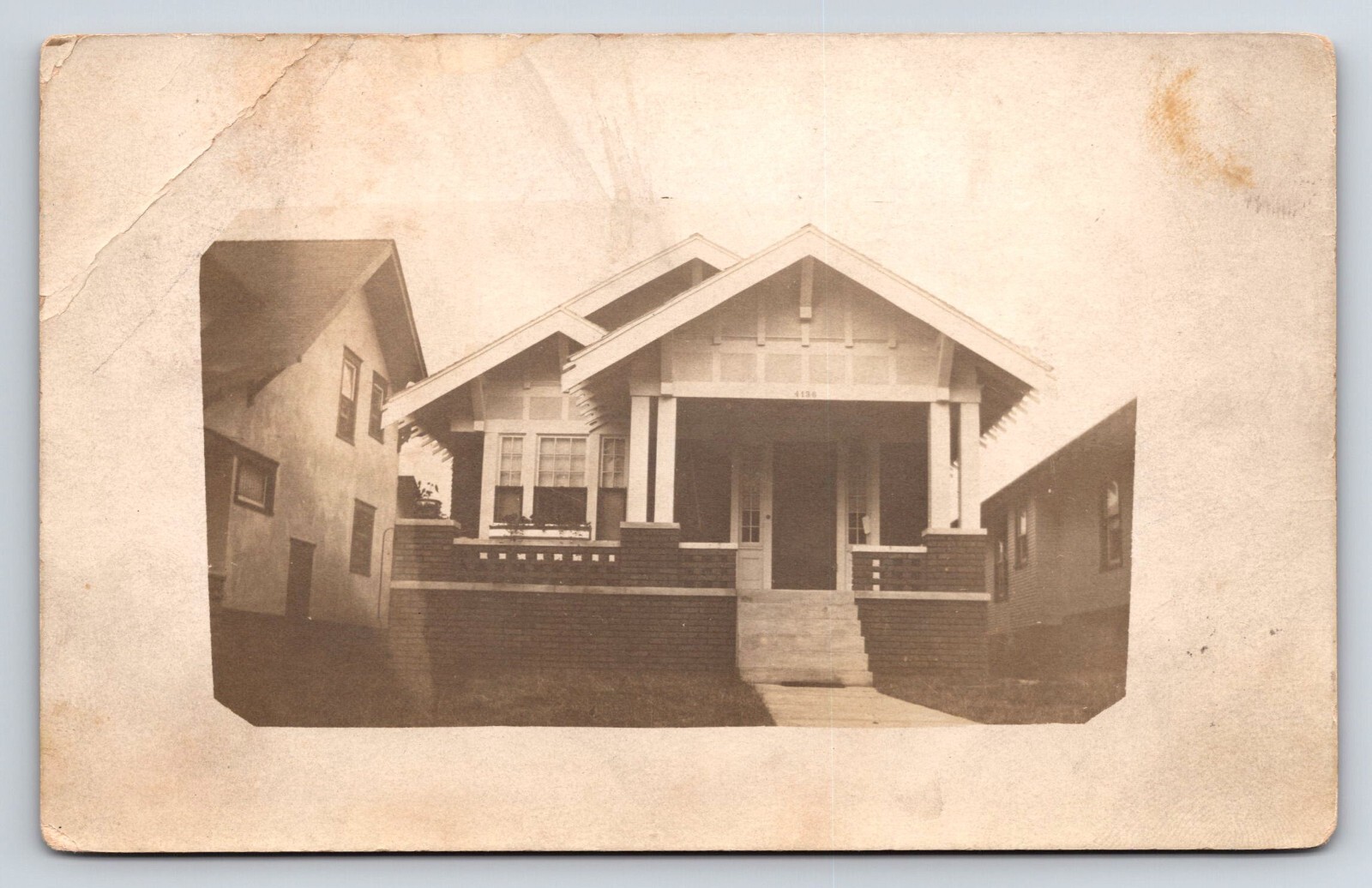 Postcard Unidentified RPPC Residential Home Postmarked Note On Back
