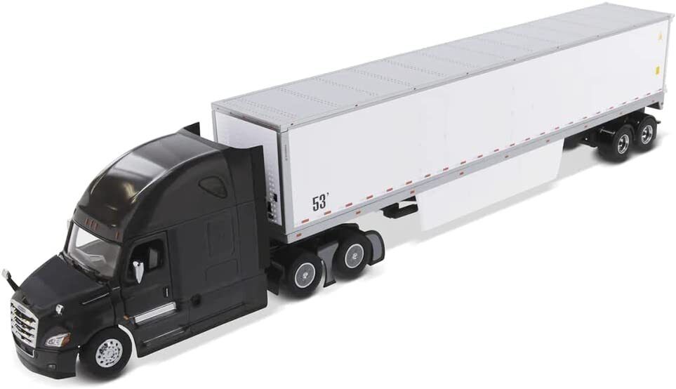 Freightliner New Cascadia Sleeper Cab Black with 53  Dry Van Trailer White Trans