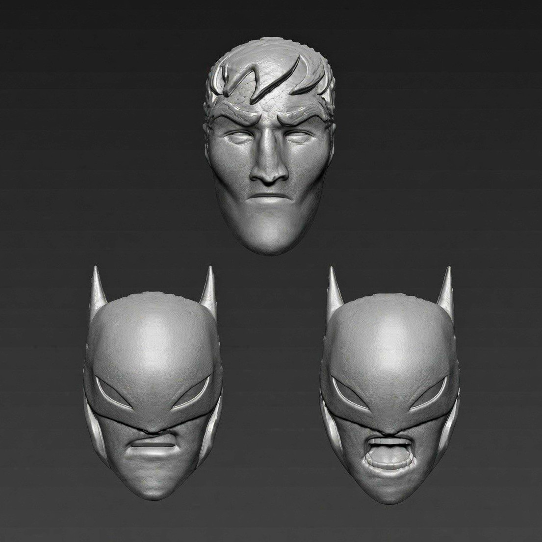 2004 The Batman Animated Show Bruce Wayne Batman Head Sculpts Mezco McFarlane