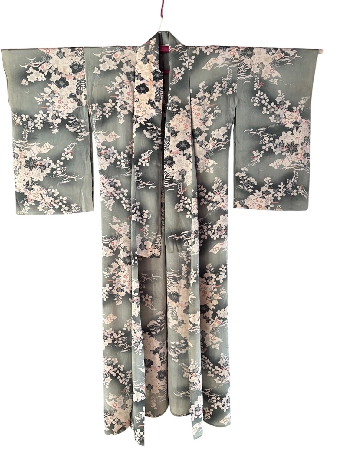 1930s Antique Japanese Summer Silk Kimono Robe Vintage Yukata Robe Coat Gown