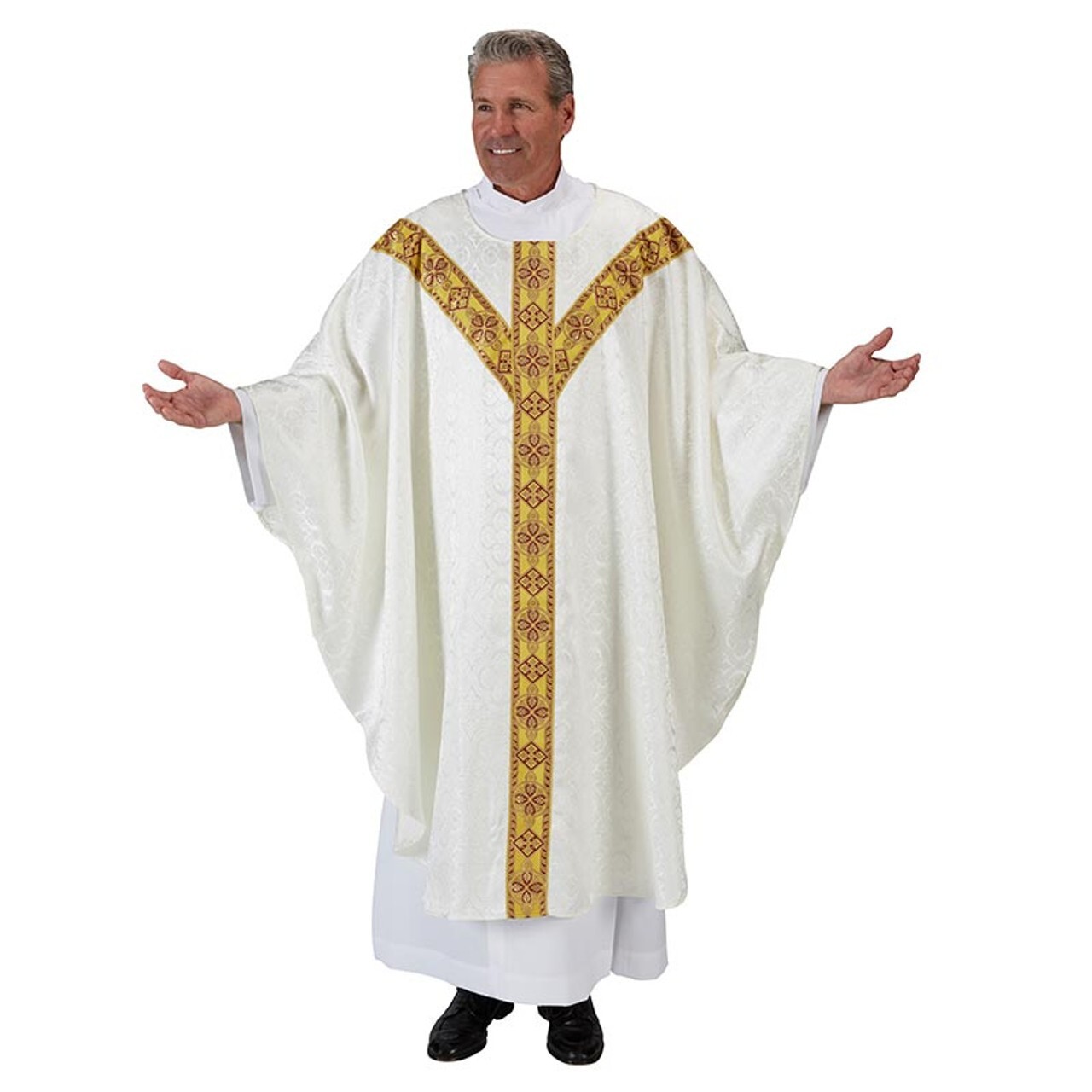 Avignon Collection Chasuble and Stole, Ivory-White, Church Chasuble Vestment