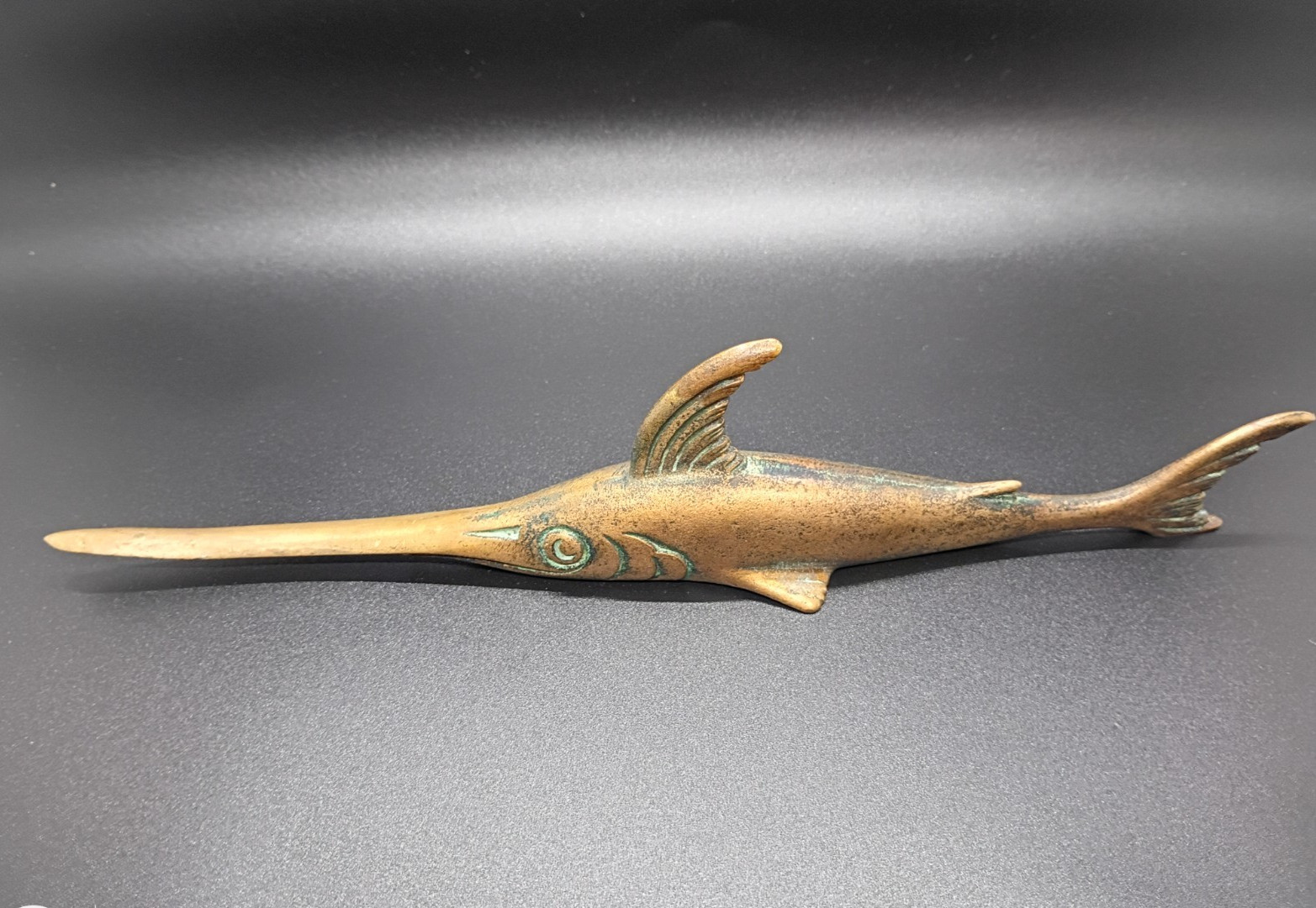 Rare Antique Keystone Orn Iron & Bronze WKS.S.F  Swordfish Letter Opener Knife