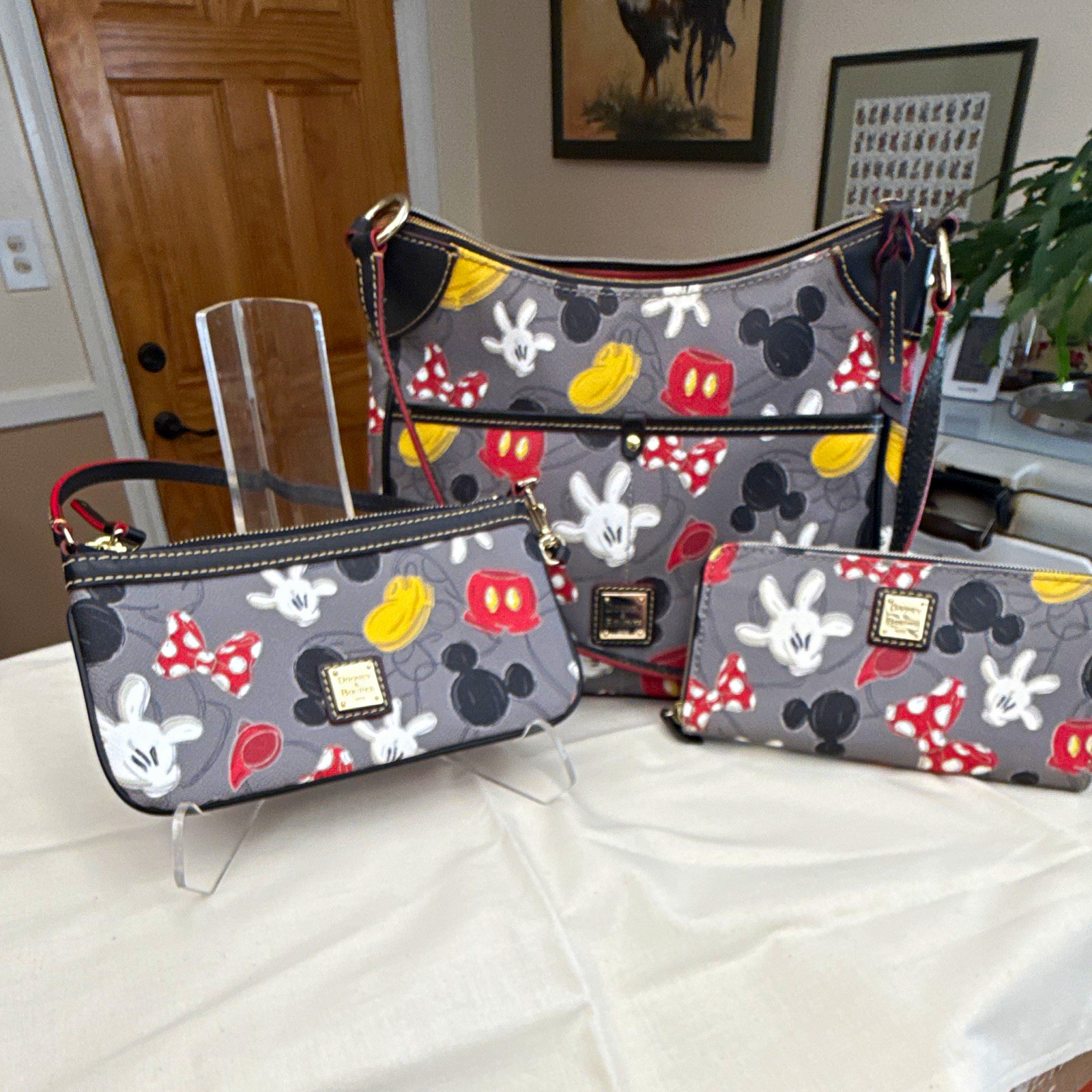Dooney & Bourke Disney Mickey & Minnie Gray Medium Purse, Wristlet and Wallet