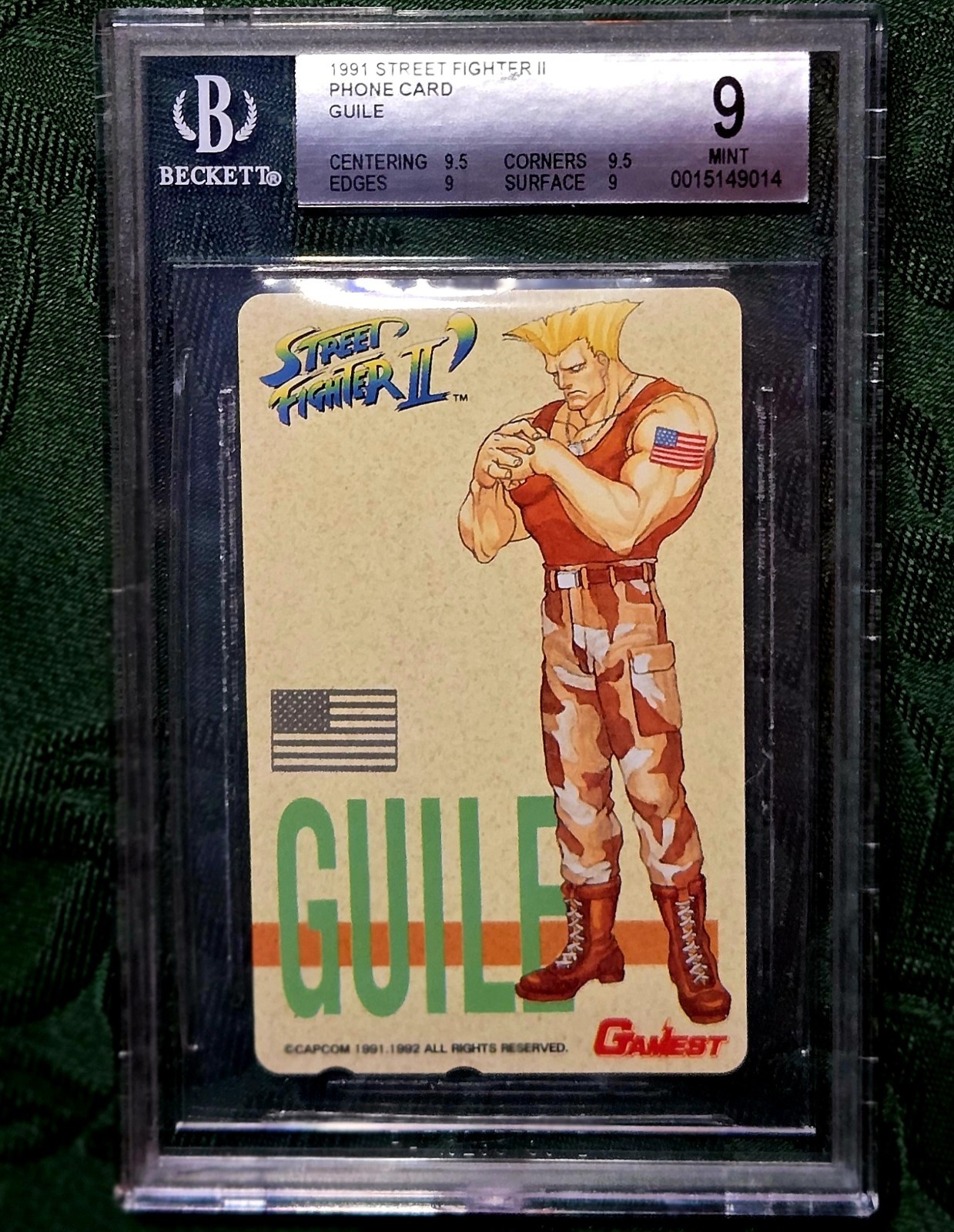 1991-1992 Street Fighter II Guile Japanese Phone Card BGS 9 Mint Gamest Capcom