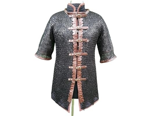 Blackened Chainmail Hauberk 17 Gauge Riveted Flat Rings – LARP SCA Reenactment.