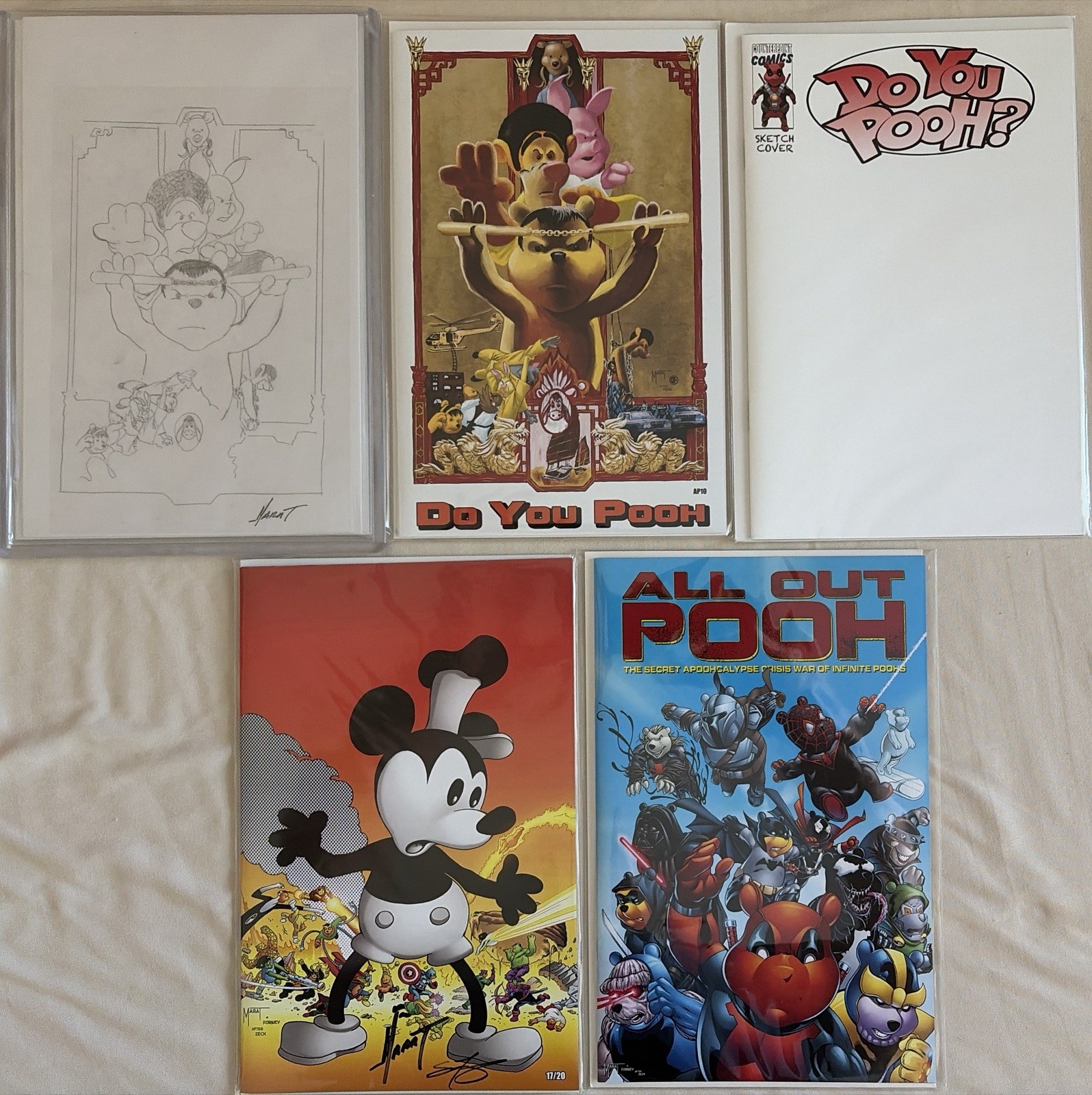 Do you pooh Bruce Lee Original Art with AP10 NM+ 5 Book Lot Signed By Marat RARE
