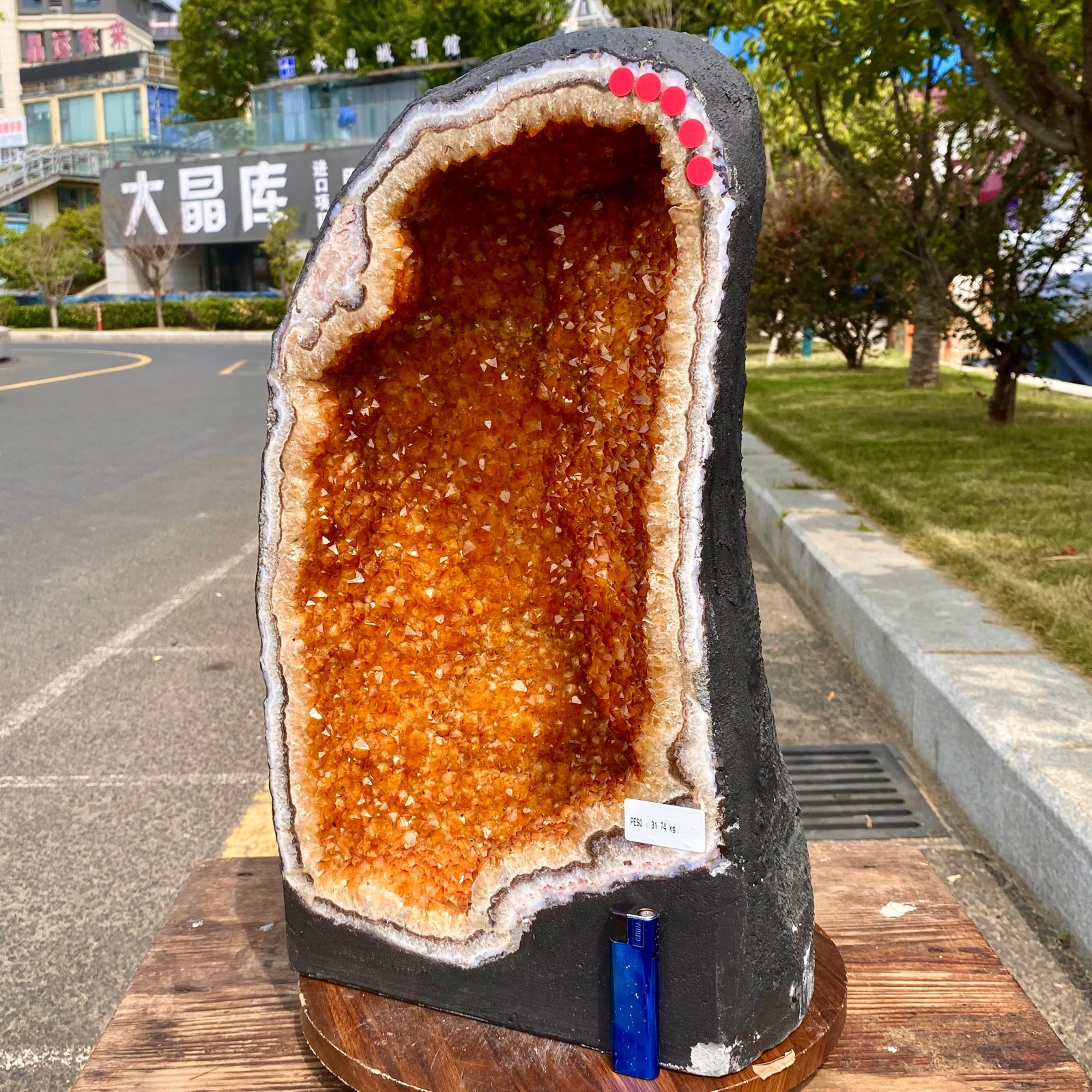 69.8LB Natural citrine geode quartz cluster crystal Cathedrals specimen Healing
