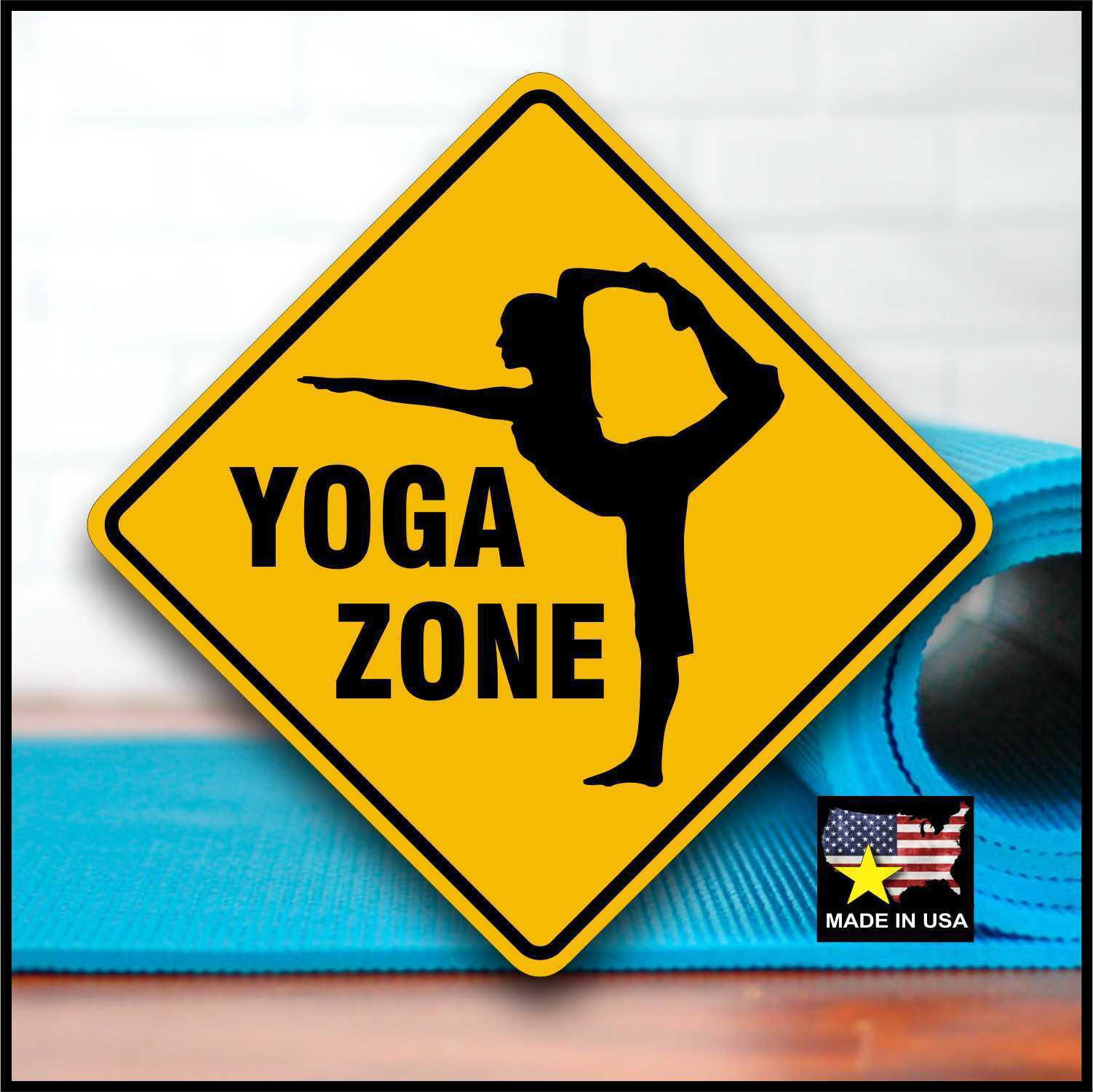 YOGA ZONE - Inspirational Fitness Sign - Aluminum - Pilates - Fun Excercise Gift