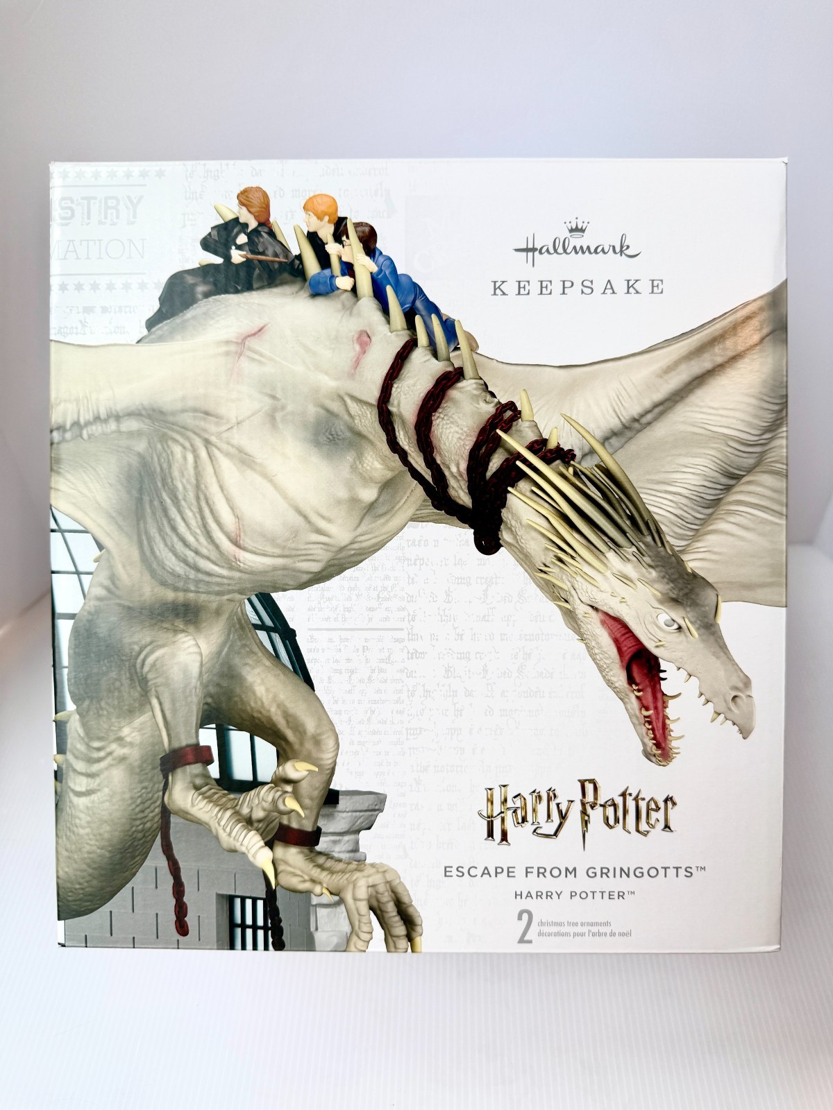 Hallmark Harry Potter Gringotts Dragon 2Pc Set Light Sound Tested w/ Adapter