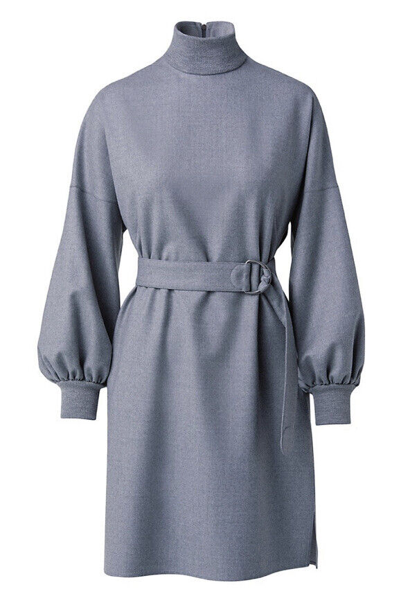 Akris Punto Gray Flannel Wool Dress Size 16 NWT** no belt