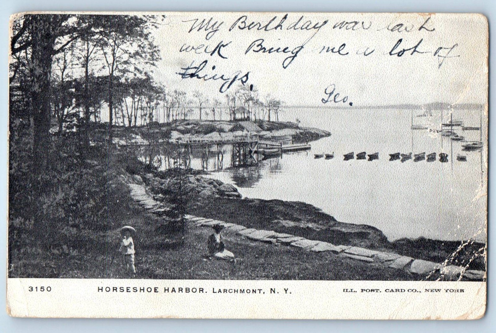 1905 Larchmont New York Vintage Postcard Horseshoe Harbor Exterior View Posted