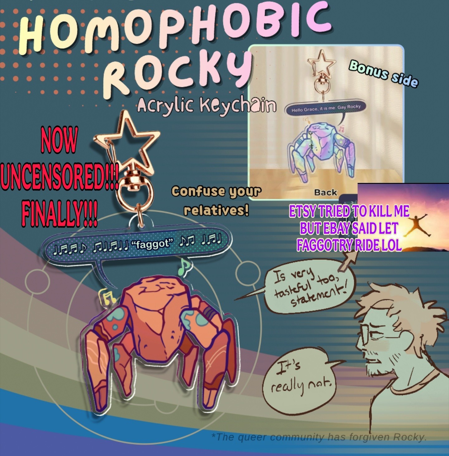 THE ORIGINAL Homophobic Rocky Uncensored Keychain - Project Hail Mary (Canada) THE ORIGINAL Homophobic Rocky Uncensored Keychain - Project Hail Mary (Canada)