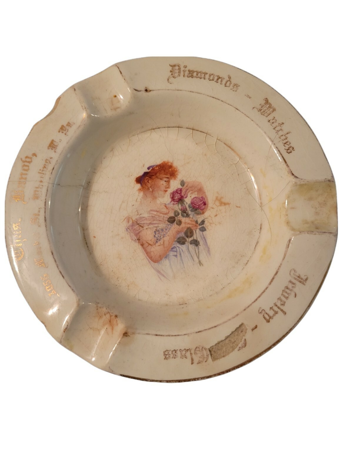 Wheeling WVA Victorian Style Ashtray Chas. Banob Jewelers Vintage Early 1900s