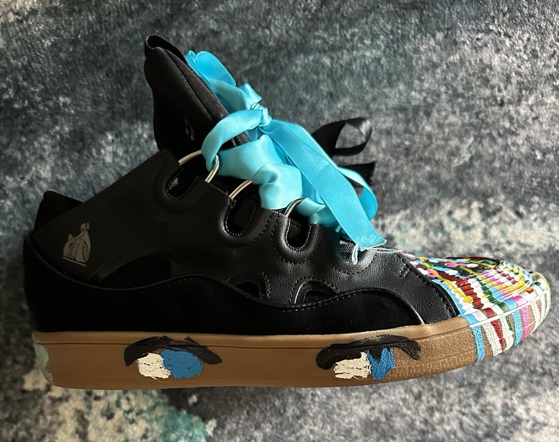 Gallery Dept X Lanvin Curb Sneakers Paint Drip Black EU Size 45 Made In Italy