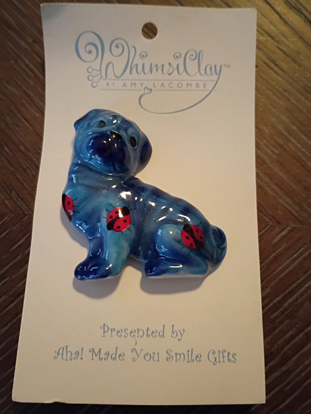 Bug the Pug Whimsiclay Dog Pin, NEW