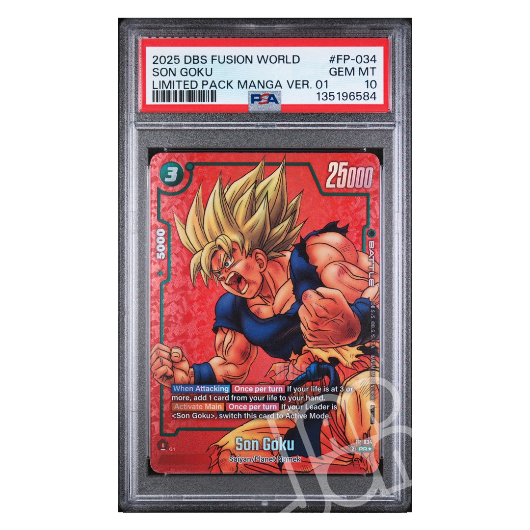 Dragon Ball Super Card Son Goku FP-034 Limited Pack Manga Ver. 01 Eng - PSA 10
