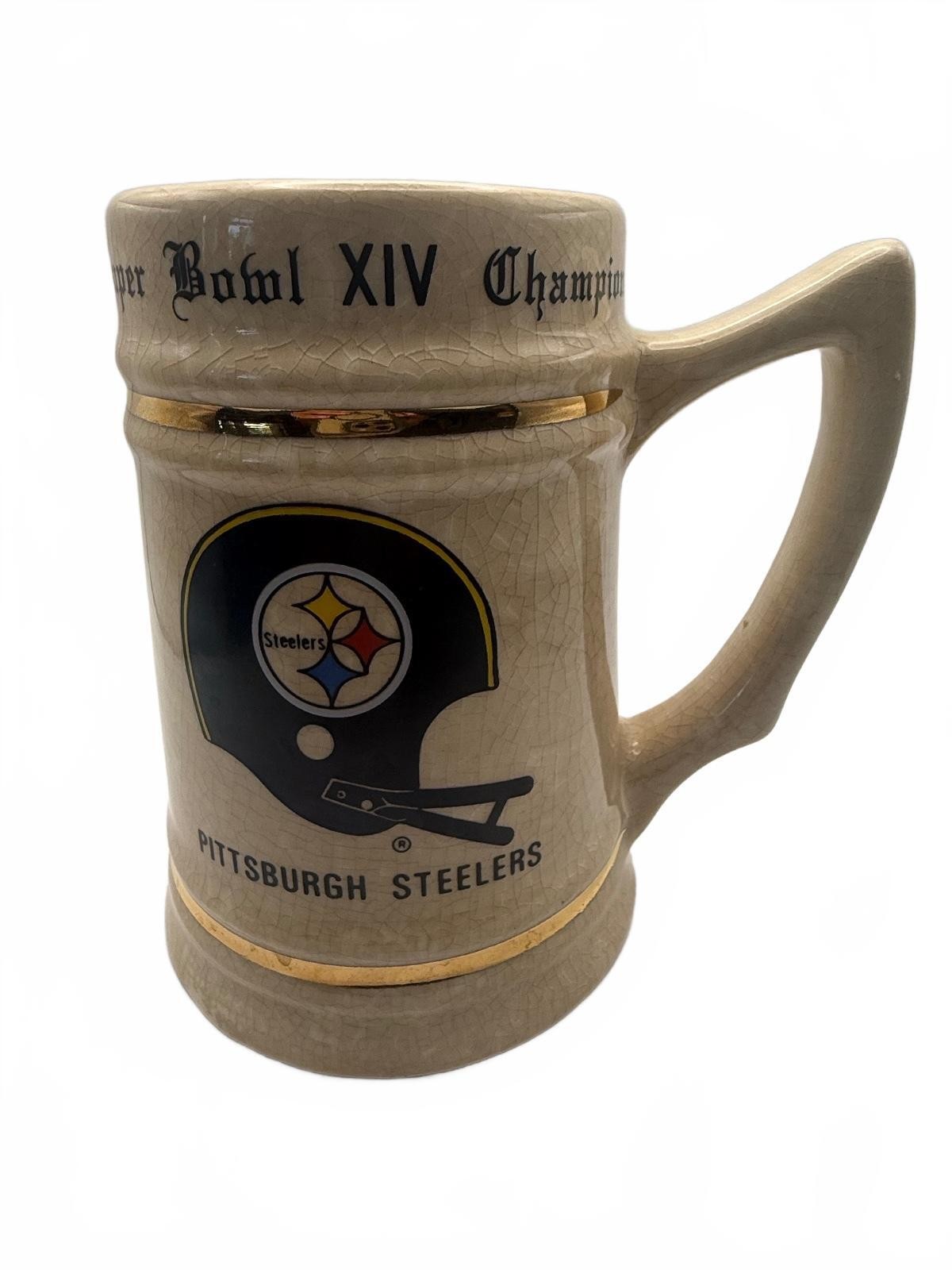 Pittsburgh Steelers Super Bowl XIV Champion Ceramic Beer Stein Mug